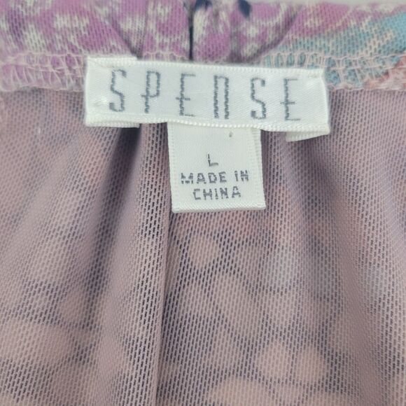 Spense Boho Tank Top Blouse Large Mixed Border Pattern Halter Braided Neck Lined - Picture 3 of 9